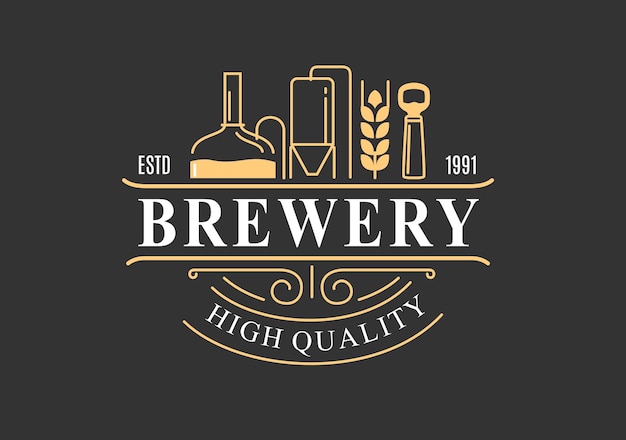 Brewery label with craft beer Emblem for brewing