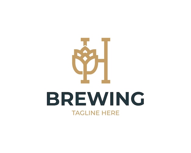 Brewhouse logo with letter H and beer hops