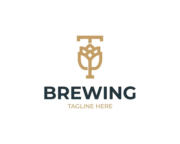 Brewhouse logo with letter T and beer hops