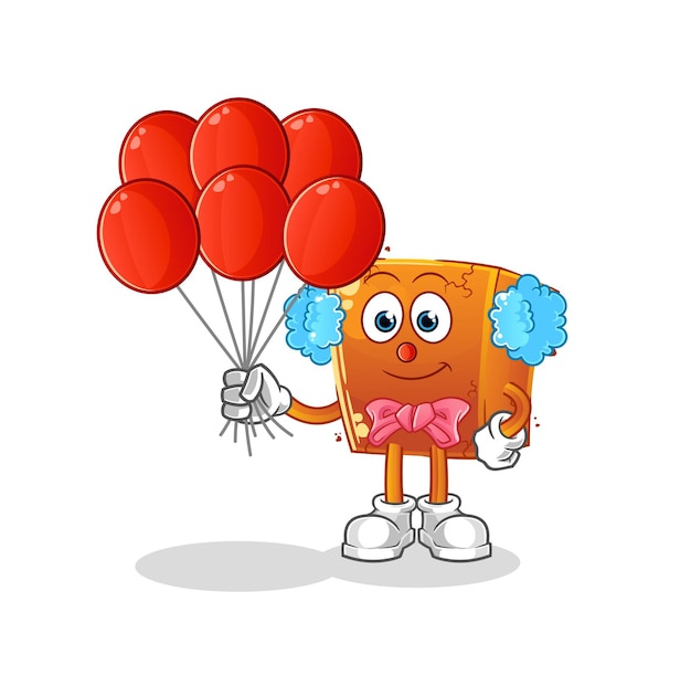 Brick clown with balloons vector. cartoon character