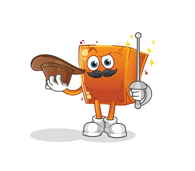 Brick fencer character cartoon mascot vector