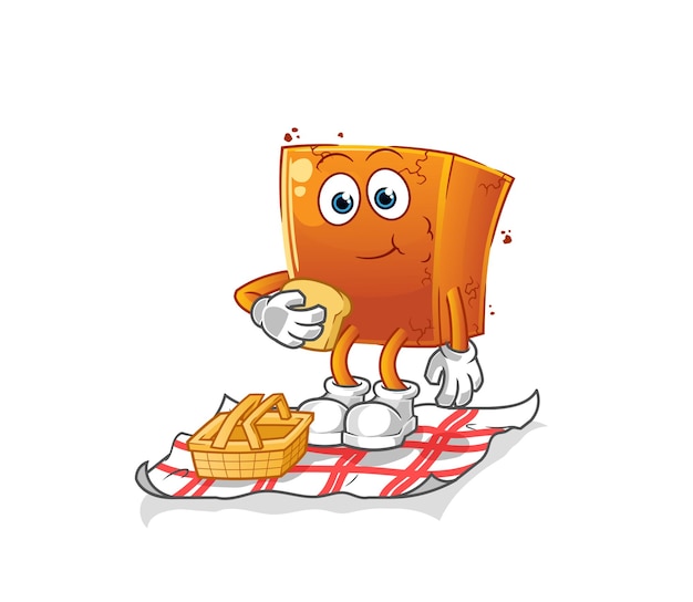 Brick on a picnic cartoon cartoon mascot vector