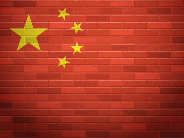 Brick wall China flag