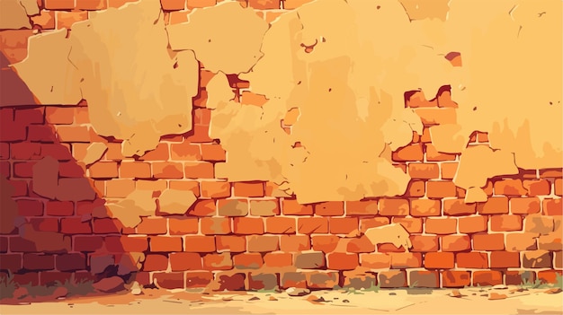 Vector a brick wall with a hole in the wall and a man in a suit standing in front of it