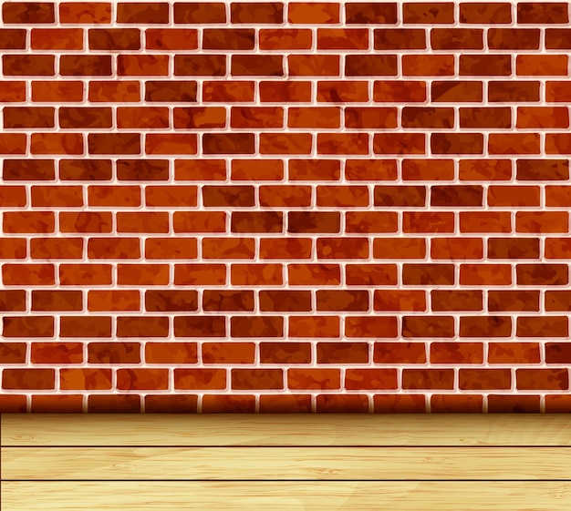 Brick wall and wooden floor background