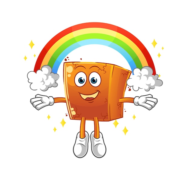 Brick with a rainbow. cartoon vector