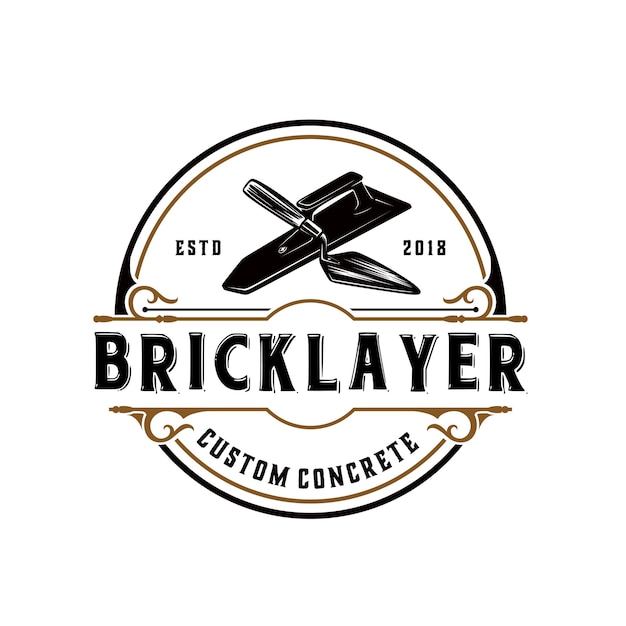 bricklayer retro vintage logo