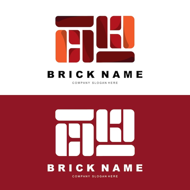 Bricks Logo Design Material Stone Illustration Vector Building Construction Icon