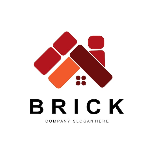 Bricks Logo Design Material Stone Illustration Vector Building Construction Icon