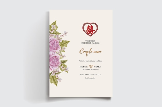 Vector bridal shower floral invitation template