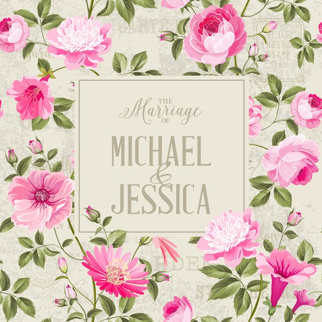 Bridal Shower invitation with flowers.