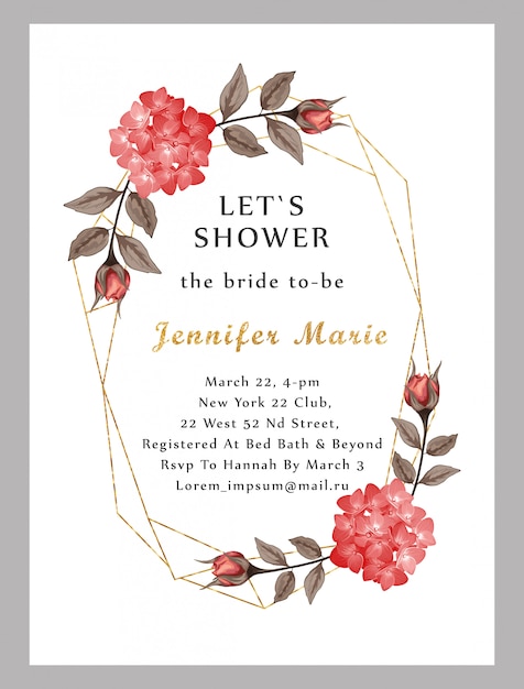 Bridal shower invitation with watercolor