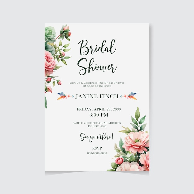 Vector bridal shower invitation