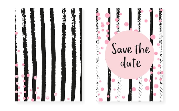 Bridal shower set with dots and sequins Wedding invitation card