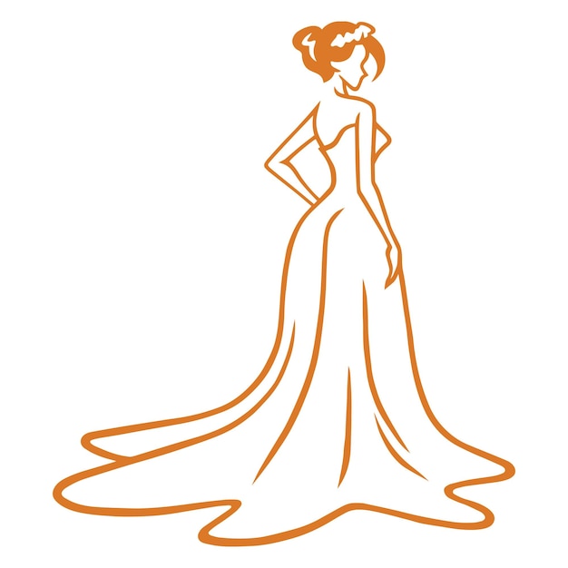 Bridal Wear Beauty Boutique Logo Wedding Gown Dress Fashion Logo Design Vector Illustration