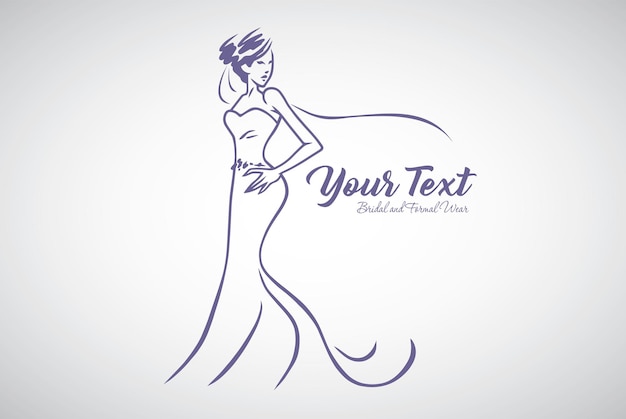 Bridal Wear Logo Wedding Gown Dress Boutique Logo Design Vector Illustration Template