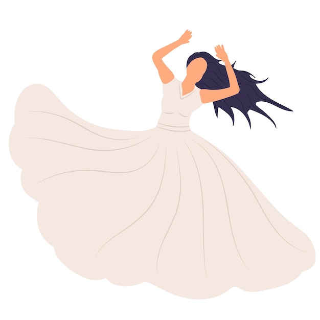 Bride dancing in flat style isolated vector