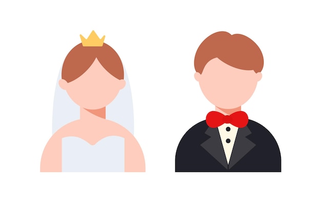 The bride and groom are brown hair Vector illustration