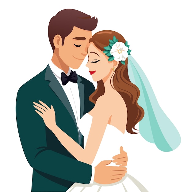 Bride and Groom wedding day photography vector illustration concept