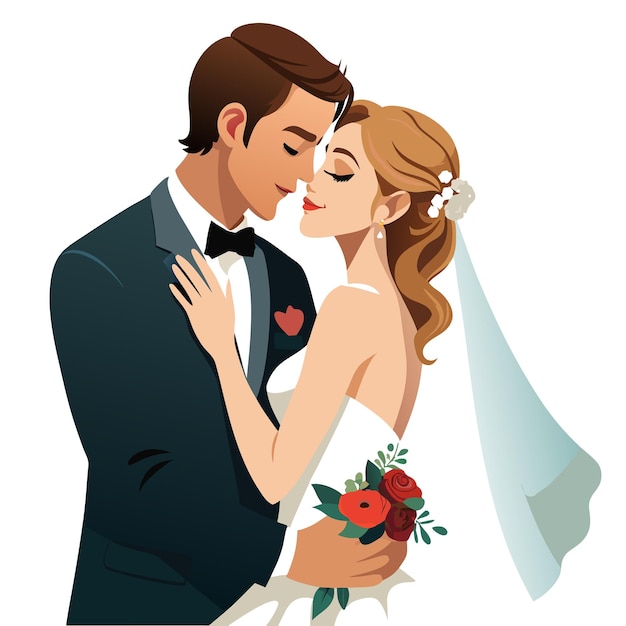 Bride and Groom wedding day photography vector illustration concept