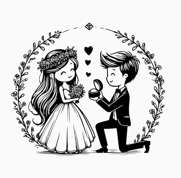 bride and groom wedding marriage purposal graphics