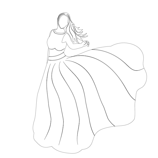 Bride outline sketch on white background isolated vector