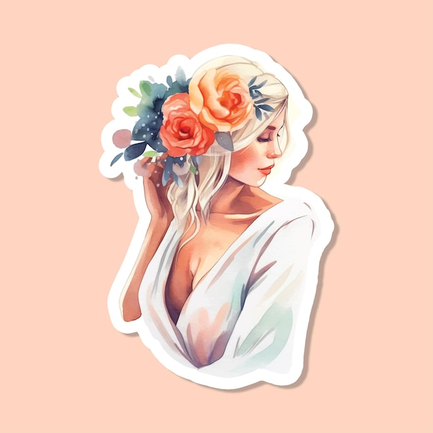 Bride watercolor paint sticker