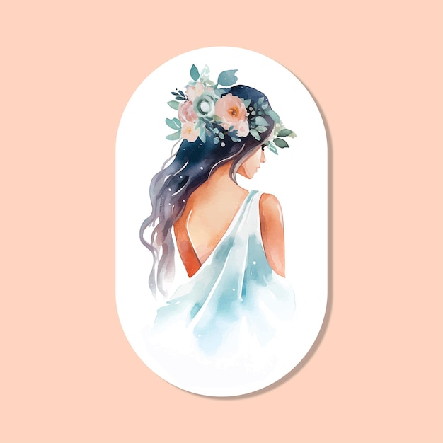 Bride watercolor paint sticker