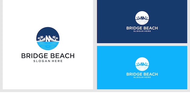 bridge beach logo design template 