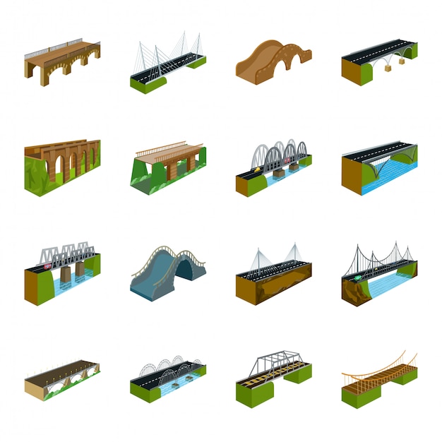 Bridge of construction  cartoon set icon. Isolated cartoon set icon river arch.   bridge of construction  .