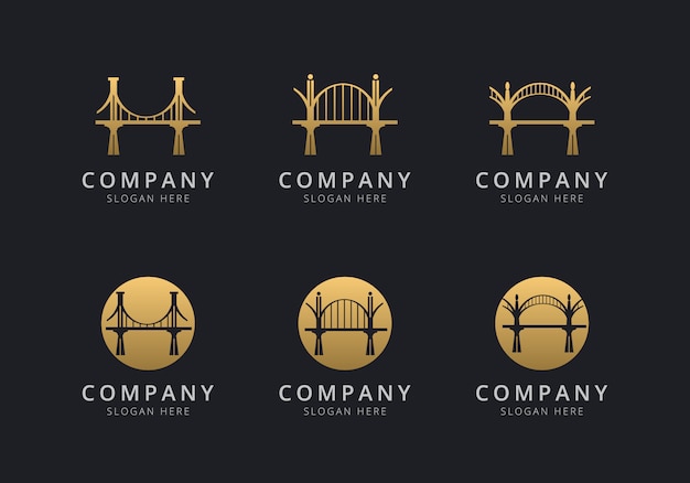 Bridge logo template with golden style color for the company