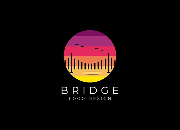 bridge logo vector icon illustration line outline monoline