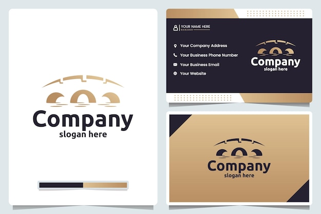 Bridge silhouette icon logo design and business card