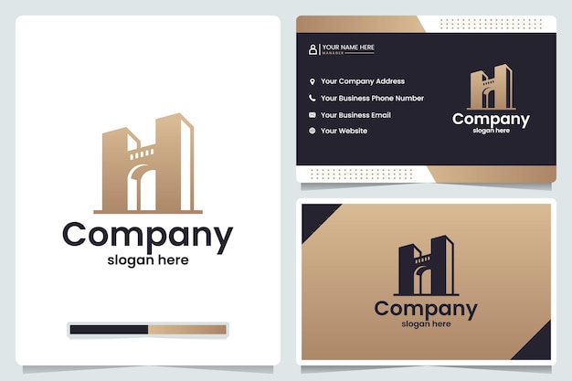 Bridge tower buildings logo design and business card