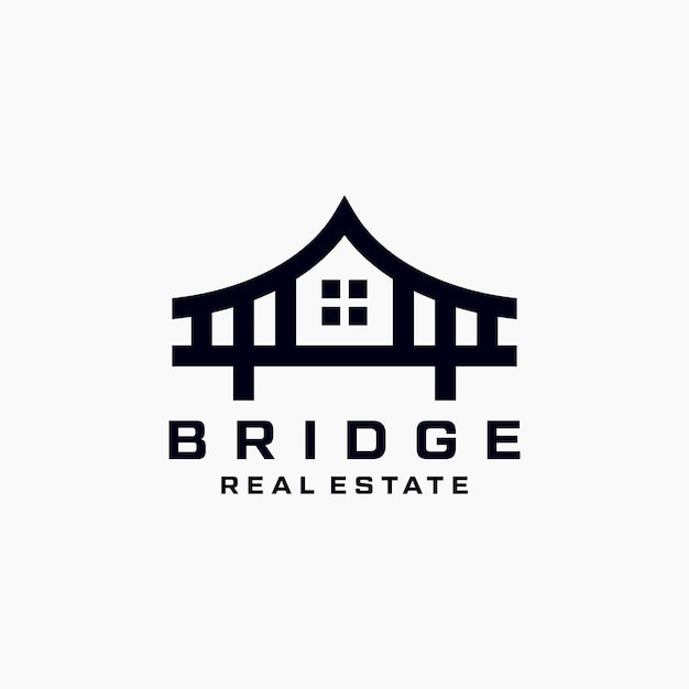 Bridge Transportation Home Realty Real estate Line Outline Logo Design Premium