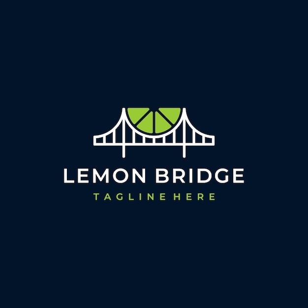 Bridge with Lemon Fruit Slice Logo Design Inspiration