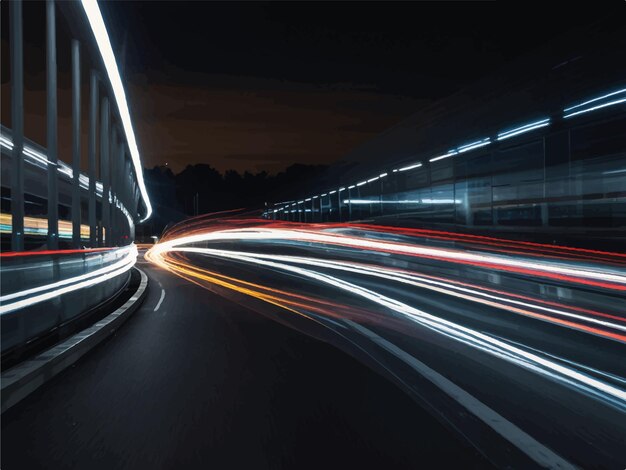 a bridge with a light trails and a car passing by