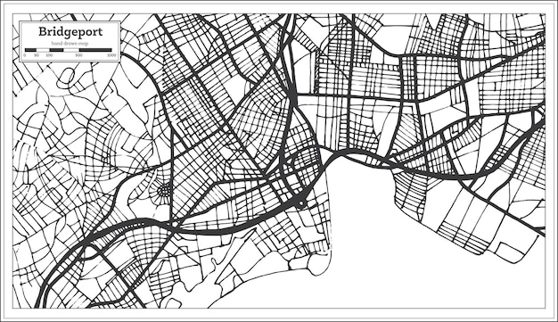 Bridgeport USA City Map in Retro Style. Outline Map. Vector Illustration.