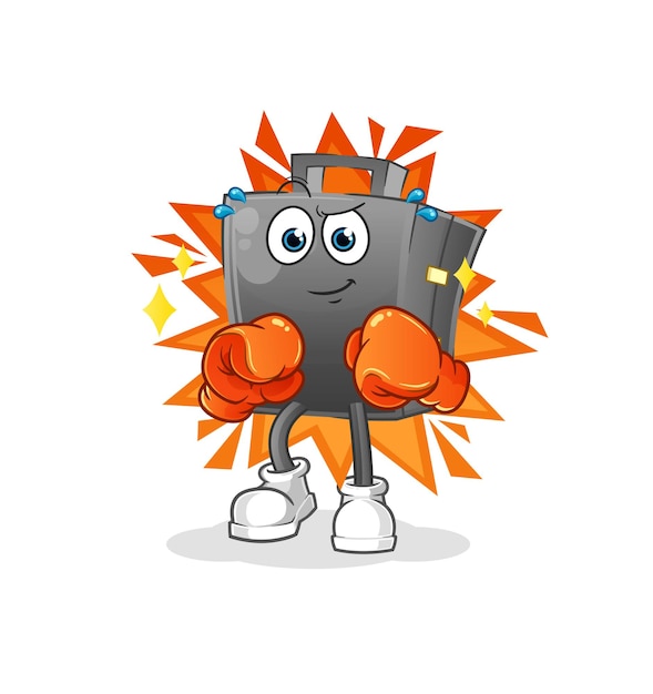 Briefcase boxer character. cartoon mascot vector