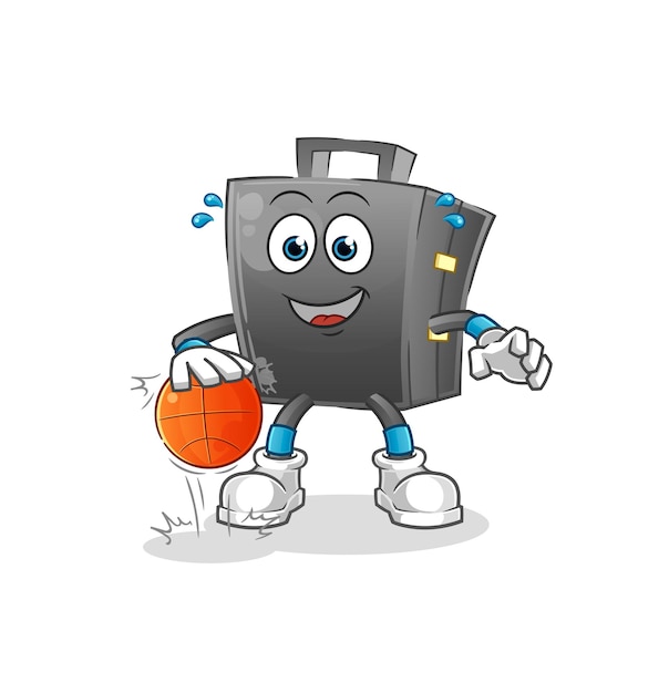 Briefcase dribble basketball character cartoon mascot vector