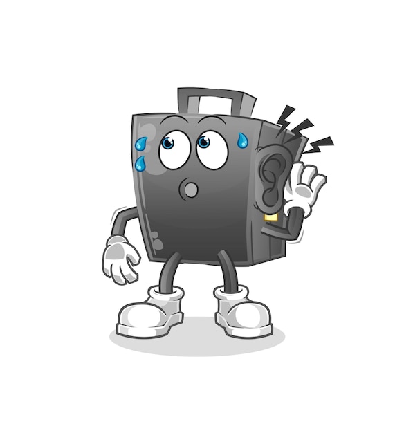 Briefcase eavesdropping vector. cartoon character