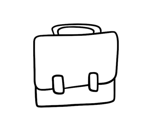 Briefcase on fasteners with a handle for office documents doodle linear cartoon coloring