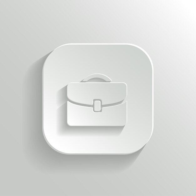 Briefcase icon vector white app button