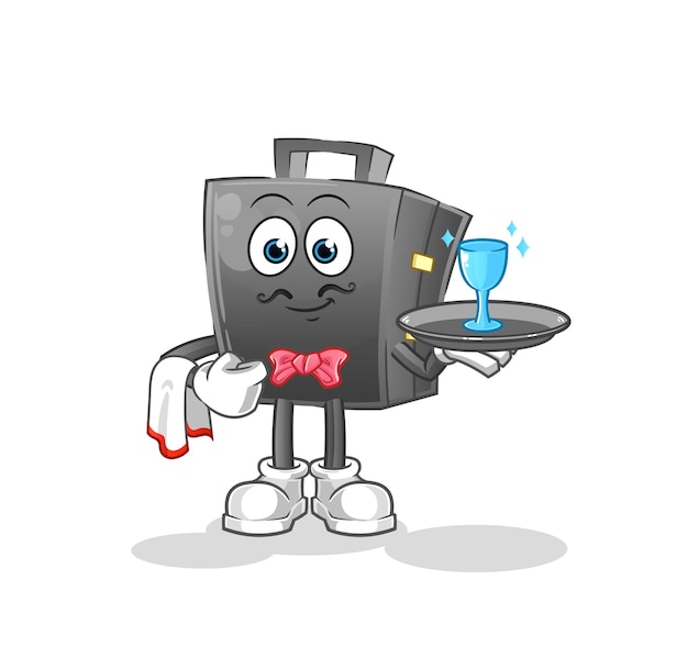 Briefcase waiter cartoon. cartoon mascot vector