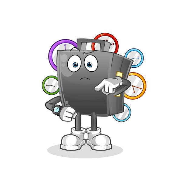 Briefcase with wristwatch cartoon. cartoon mascot vector