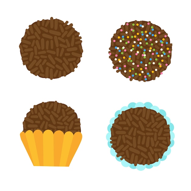 Brigadeiro Brazilian typical chocolate dessert icon set Chololatte ball icons