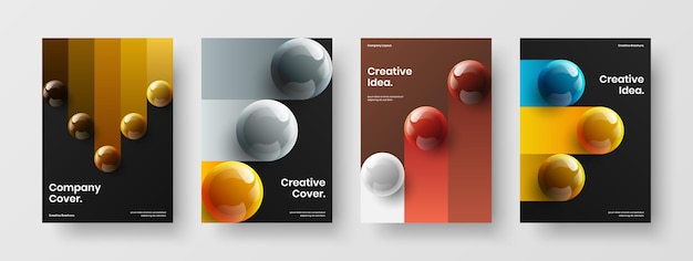 Bright 3D balls banner concept set