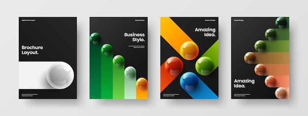 Bright 3D balls company brochure concept set