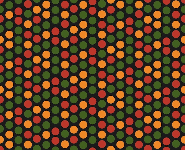 Bright abstract geometric seamless pattern with circles dots in traditional African colors