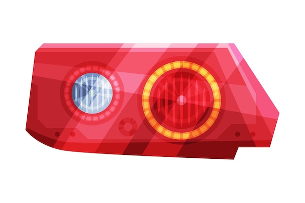 Vector bright auto car headlights rare glowing headlamps brake lights flat style vector illustration on white background